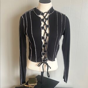 Fashion Nova tie it together crop top in black and white NWT